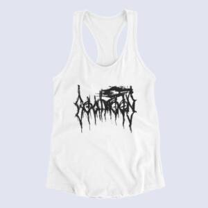 Goatmoon Tank Top, Goatmoon Band Logo White Tank Top Shirt, Black Metal Merchandise