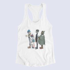 Gorillaz Tank Top, Gorillaz Band Artwork White Tank Top Shirt, Alternative Rock Merchandise