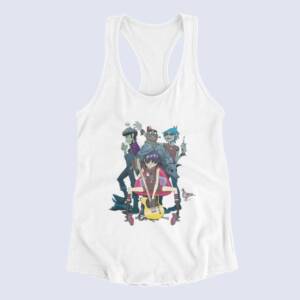 Gorillaz Tank Top, Gorillaz Band Artwork White Tank Top Shirt, Alternative Rock Merchandise