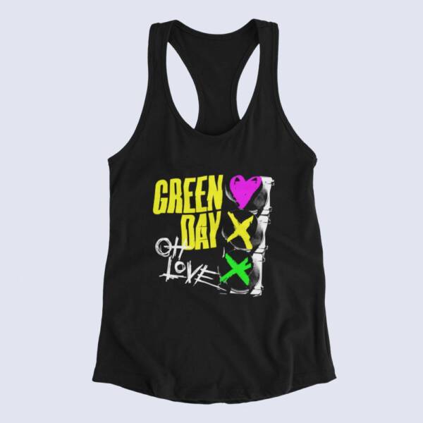Green Day Tank Top, Green Day Oh Love Black Tank Top Shirt, Alternative Rock Merchandise