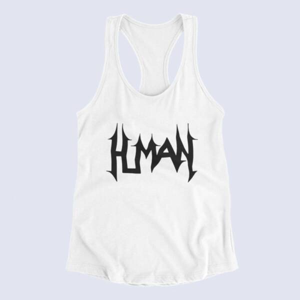Human Tank Top, Human Band Logo White Tank Top Shirt, Death Metal Merchandise