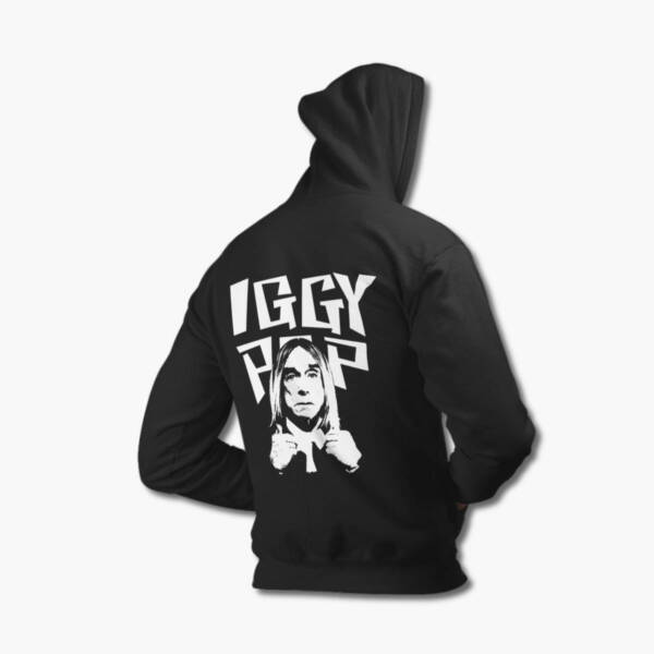 Iggy Pop Hoodie, Iggy Pop Artwork Black Hoodie, Hard Rock Merchandise