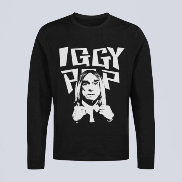 Iggy Pop Longsleeve T-Shirt, Iggy Pop Artwork Black Long Sleeve, Hard Rock Merchandise