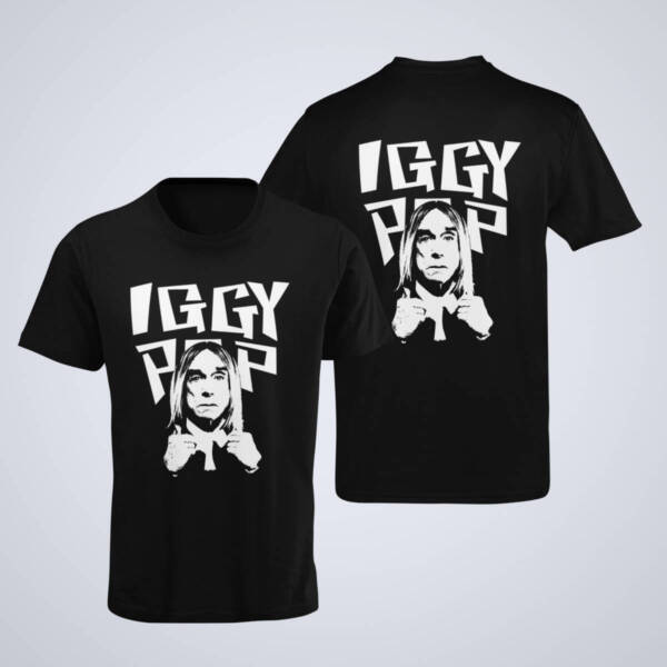 Iggy Pop T-Shirt, Iggy Pop Artwork Black T-Shirt, Hard Rock Merchandise