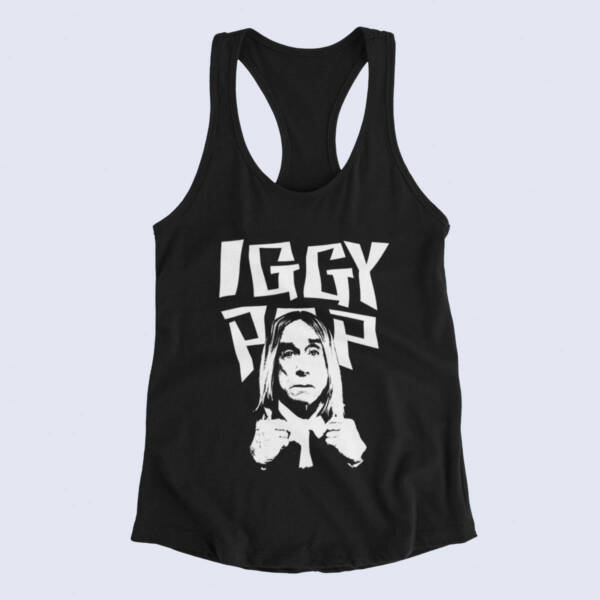 Iggy Pop Tank Top, Iggy Pop Artwork Black Tank Top, Hard Rock Merchandise