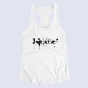 Inquisition Tank Top, Inquisition Band Logo White Tank Top Shirt, Black Metal Merchandise