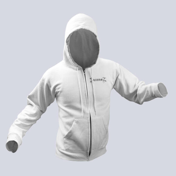 Shining Zip Hoodie, Shining Band Logo White Zipper Hoodie, Black Metal Merchandise
