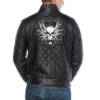 Black Genuine Leather Jacket with Deer Skull Artwork Back Patch, Black Metal Merchandise