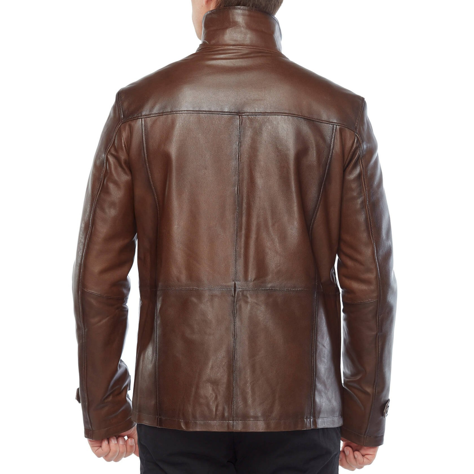 Brown Geniune Leather Jacket with Demon Artwork Back Patch, Black Metal Merchandise - Image 7