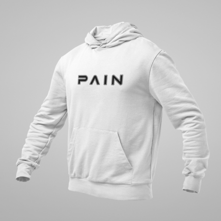 Pain Hoodie, Pain Logo White Sweatshirt