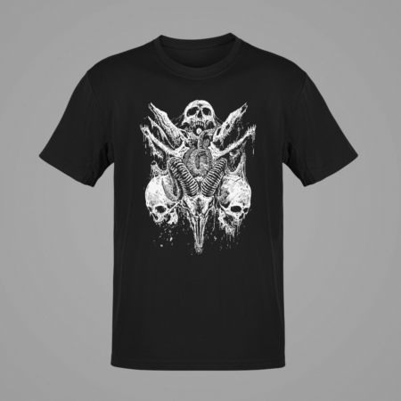 Goat Skull T-Shirt, Goat Skull Artwork Black T-Shirt