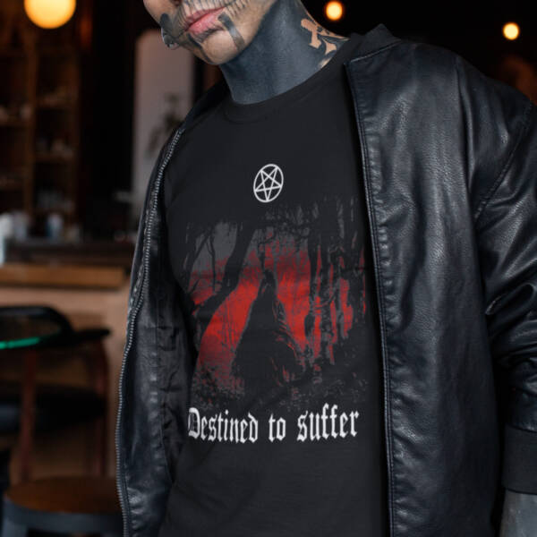 Destined to Suffer T-Shirt, Destined to Suffer Artwork Black T-Shirt - Image 2
