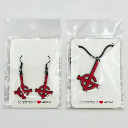 Ghost Earrings and Necklace, Ghost Logo Earrings and Necklace