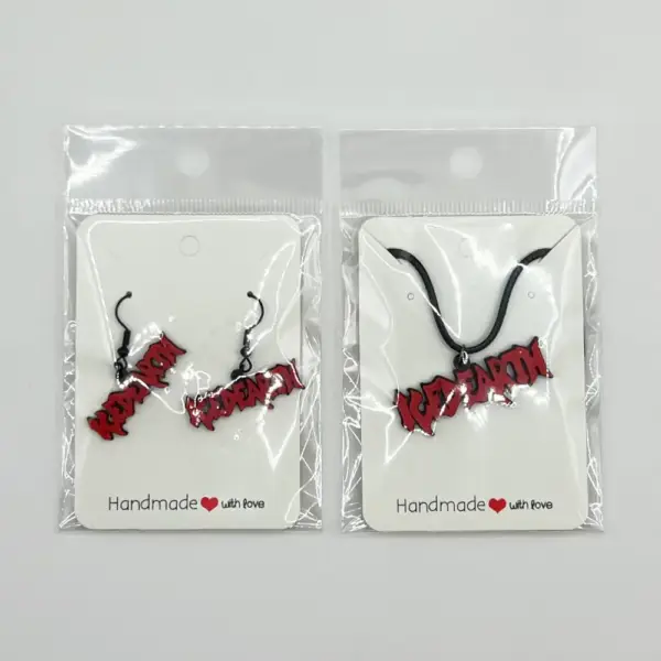 Iced Earth Earrings and Necklace, Iced Earth Logo Earrings and Necklace