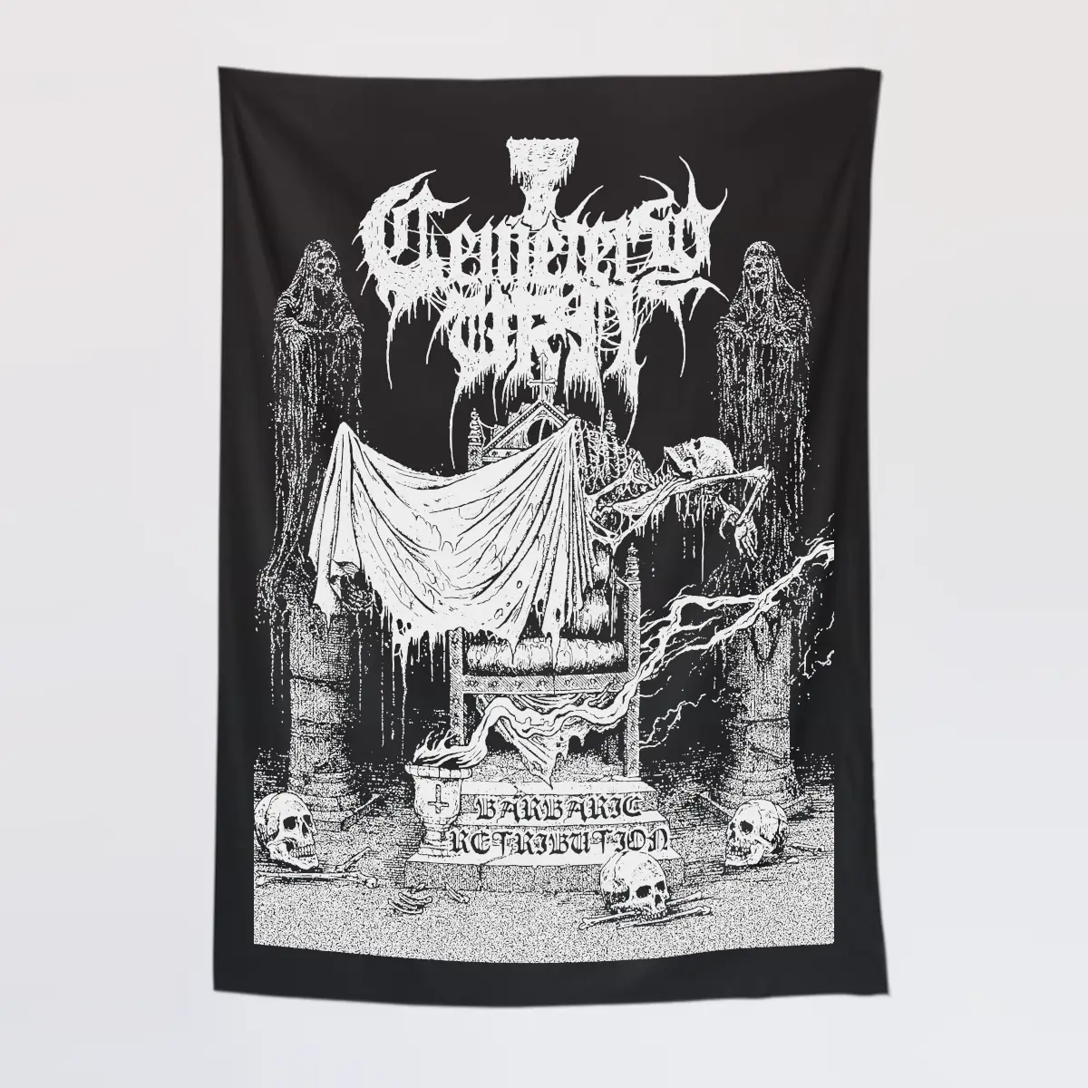 Cemetery Urn Tapestry, Cemetery Urn Barbaric Retribution Tapestry Wall Poster